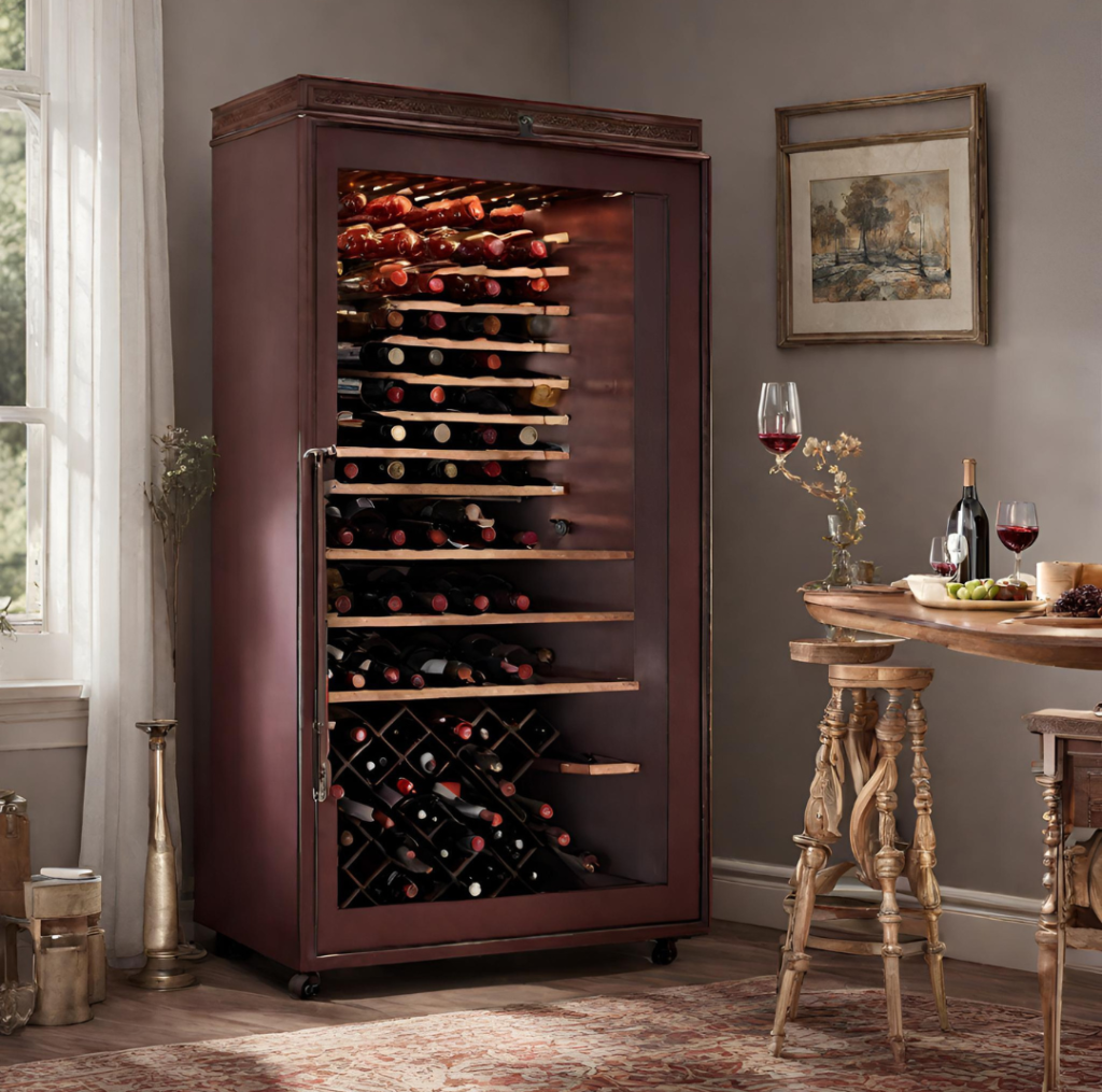 Adega climatizada de vinho móvel personalizada feita de metal